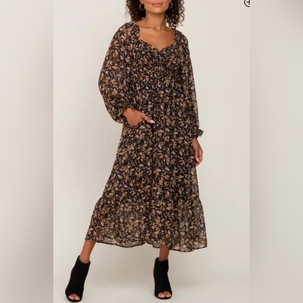 Sincerely Jules Maxi Midid long Dress Black Floral Dress Size Medium